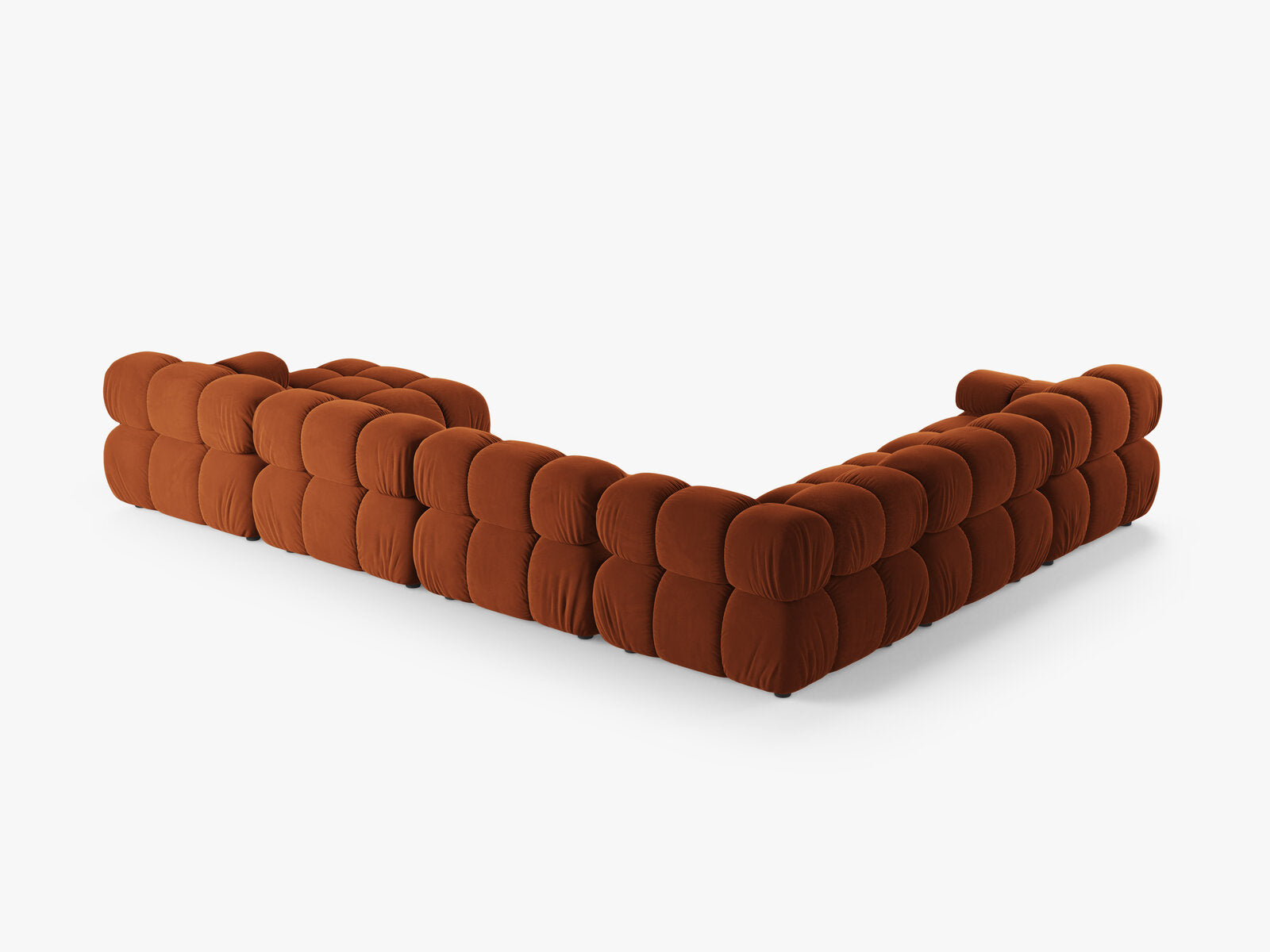 Micadoni Modulares Panorama Ecksofa Bellis 8-Sitzer Links Samt Bluvel Terrakotta