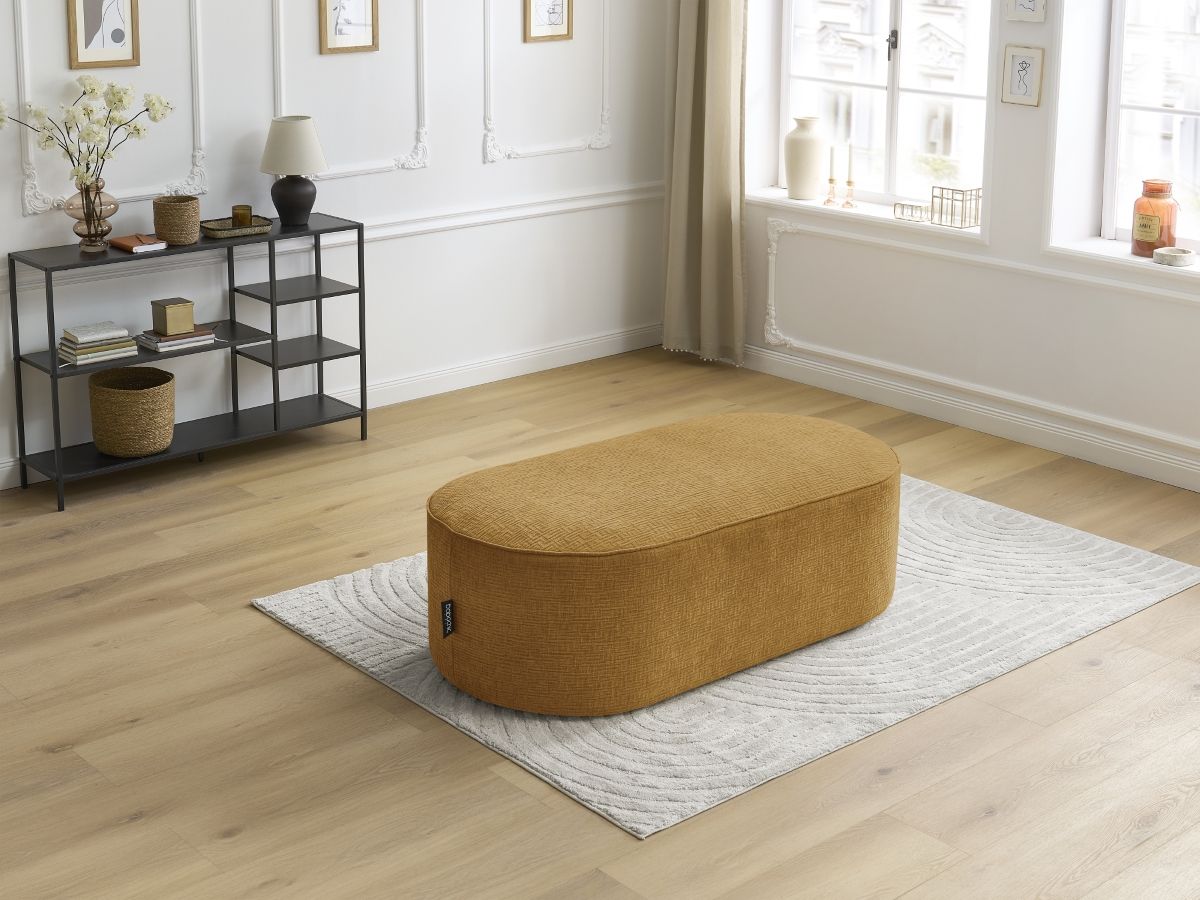 Bobochic Rousseau Pouf Strukturstoff Gelb