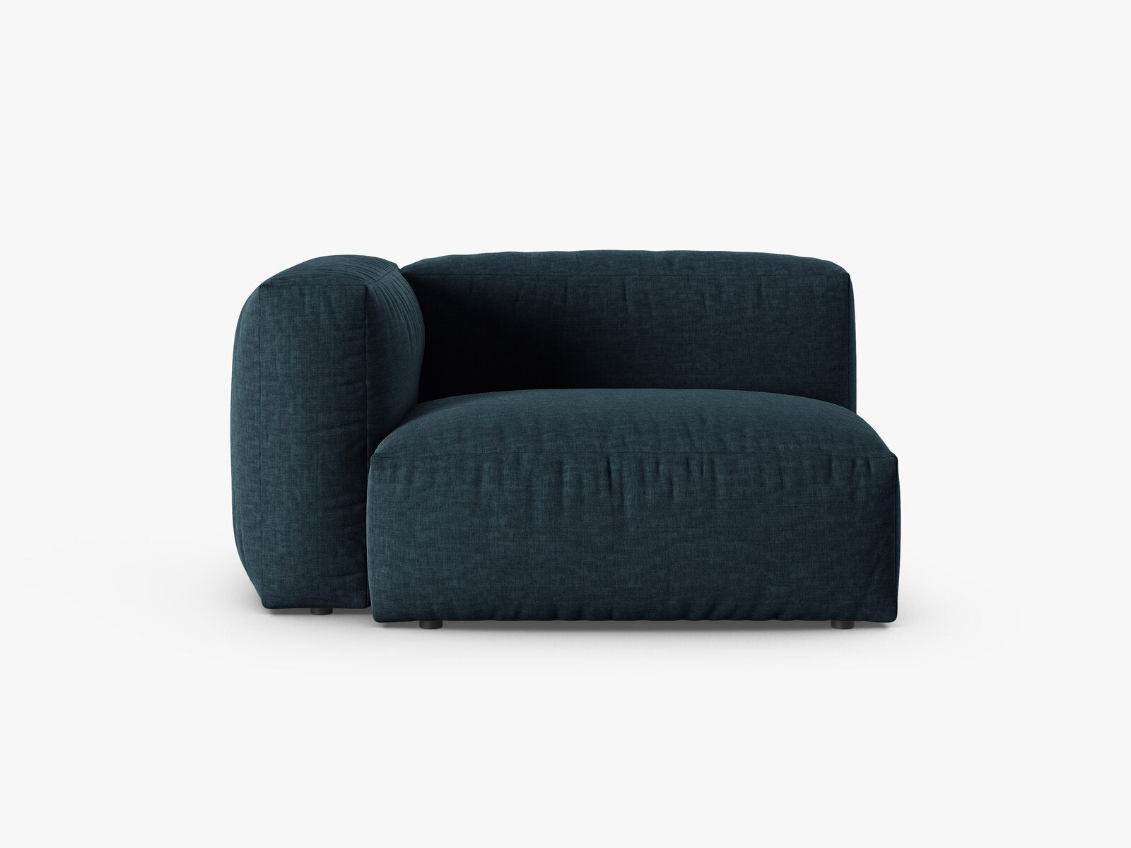 Micadoni Eckmodul mit Armlehne Martina 1-Sitzer 90cm Sitztiefe Links Strukturierter Stoff Boston Jeansblau
