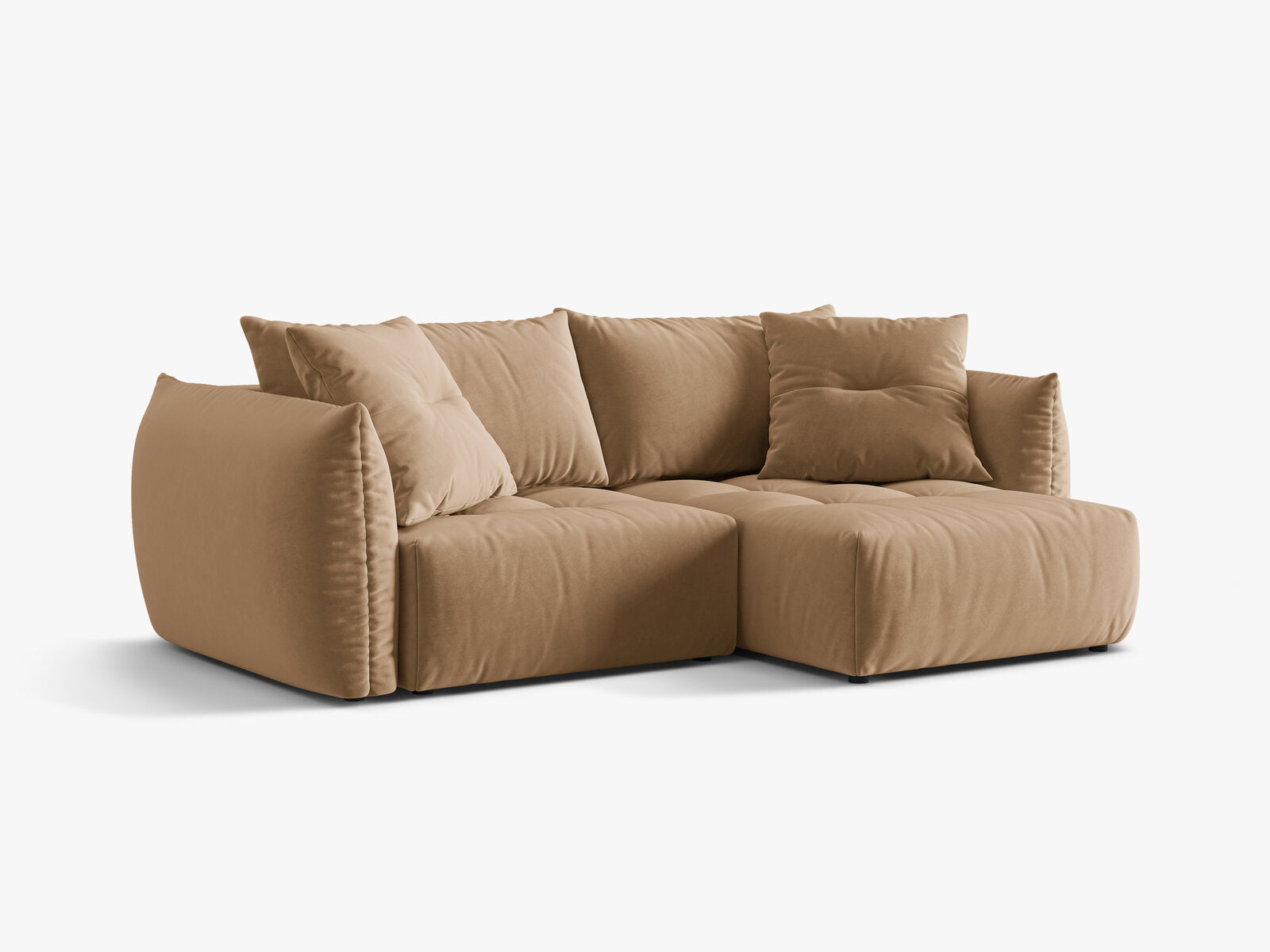 Micadoni Bloom Ecksofa 3-Sitzer mit Schlaffunktion Rechts Samt Casino Mandelbeige