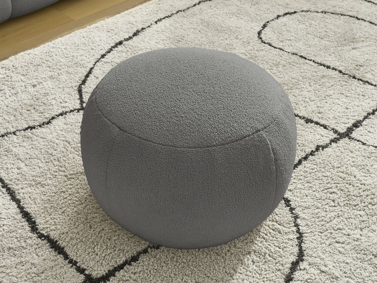 Bobochic Hayden Sofa 3-Sitzer mit Pouf 226 × 107 cm Bouclé-Stoff Dunkelgrau