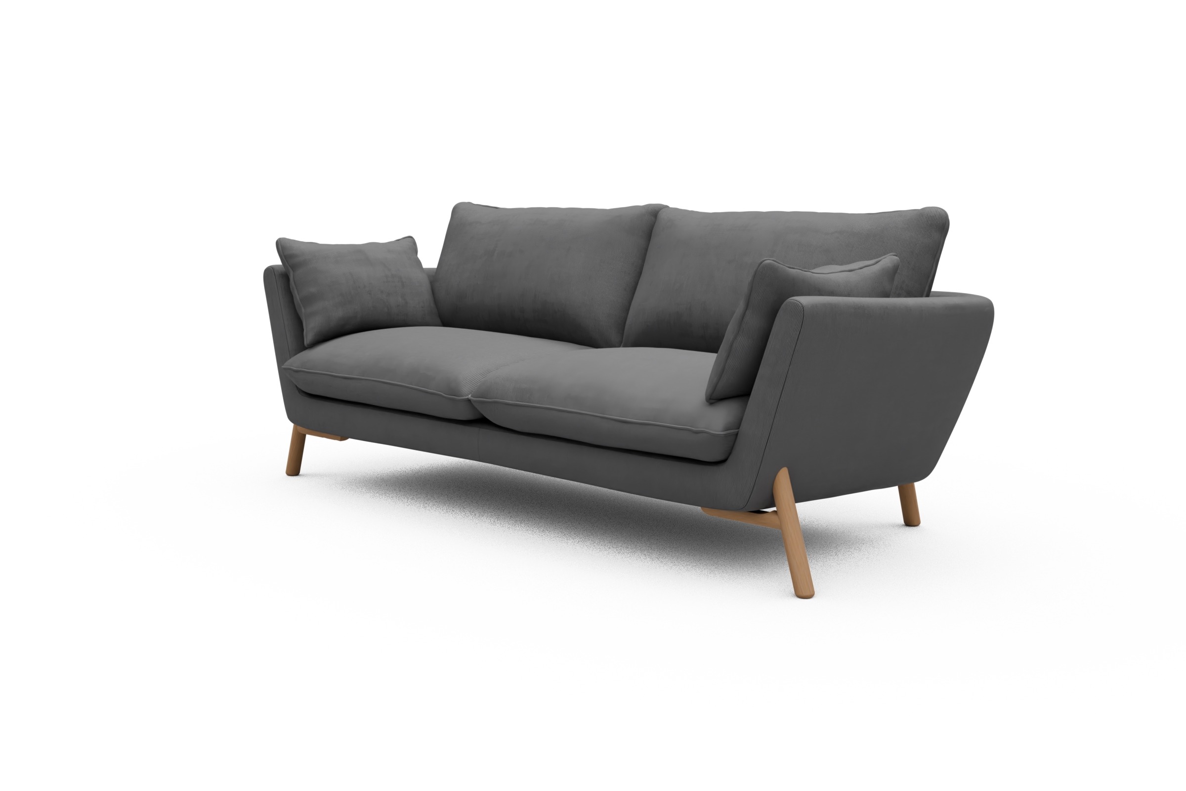 Sofa Emil 3-Sitzer Beinfarbe Eiche Natur Cordufine-Grey