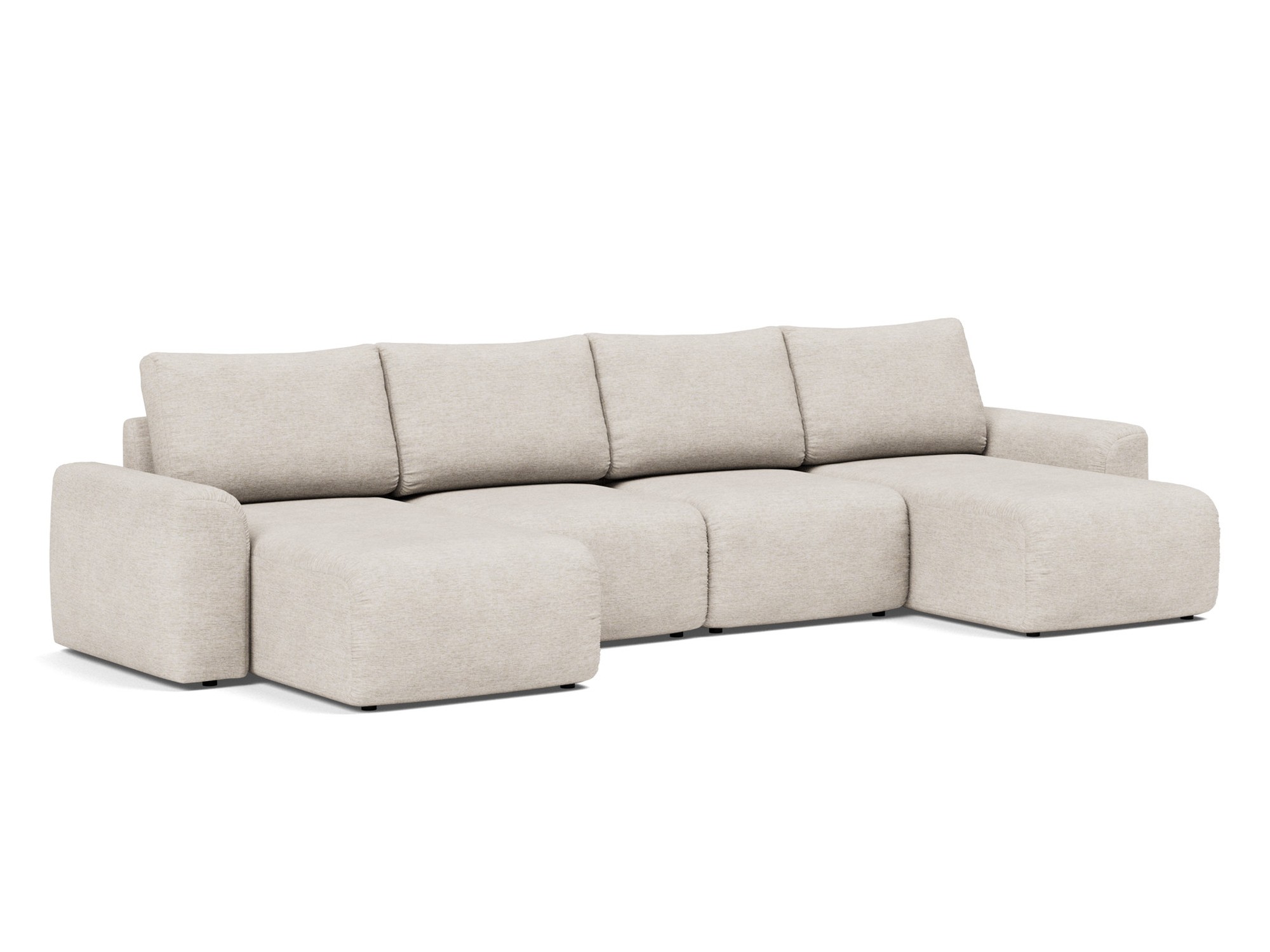 Schlafsofa Norum U-Form mit Chunky-Armlehnen Chenille Yuveno 470-Natural