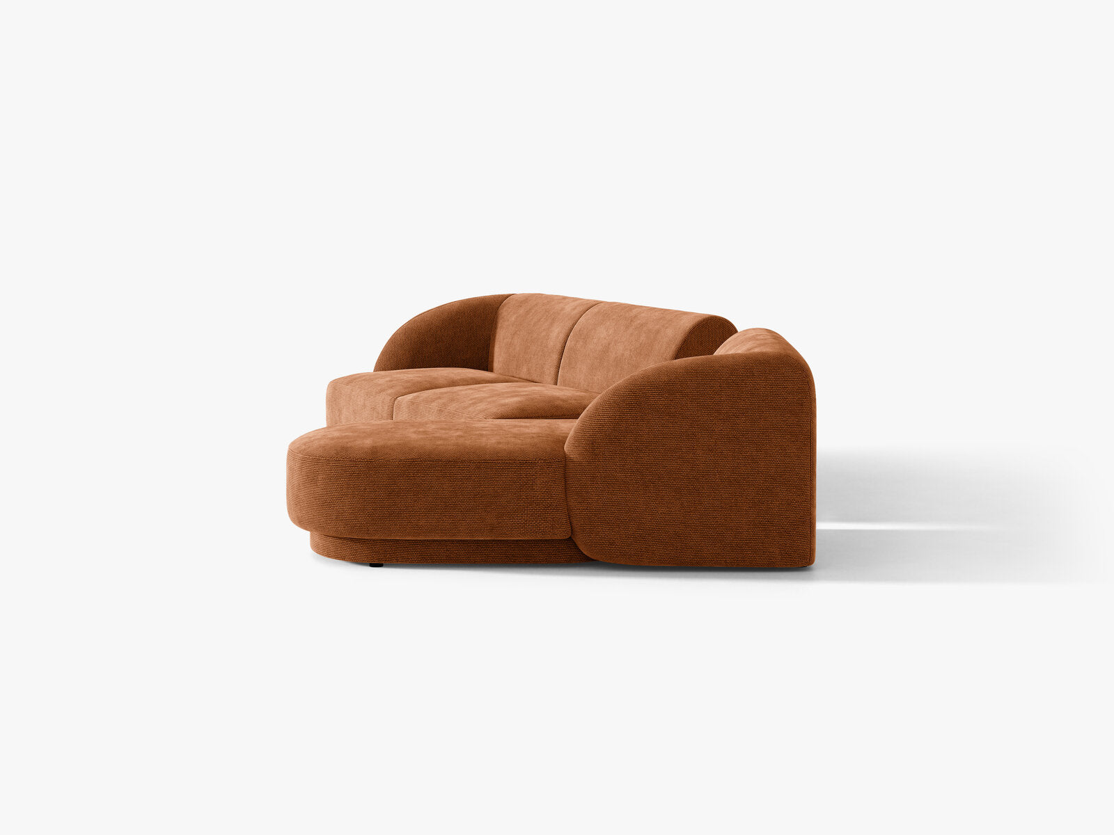 Micadoni Modulares Sofa Miley mit Recamiere 3-Sitzer Rechts Chenille Eden Ziegel