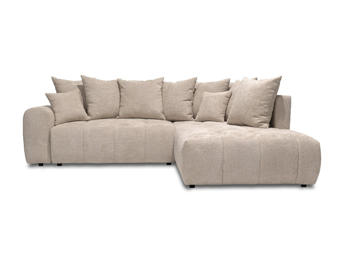 Bobochic Roxelane Ecksofa mit Schlaffunktion und Bettkasten Bouclé-Stoff Beige Ecke rechts