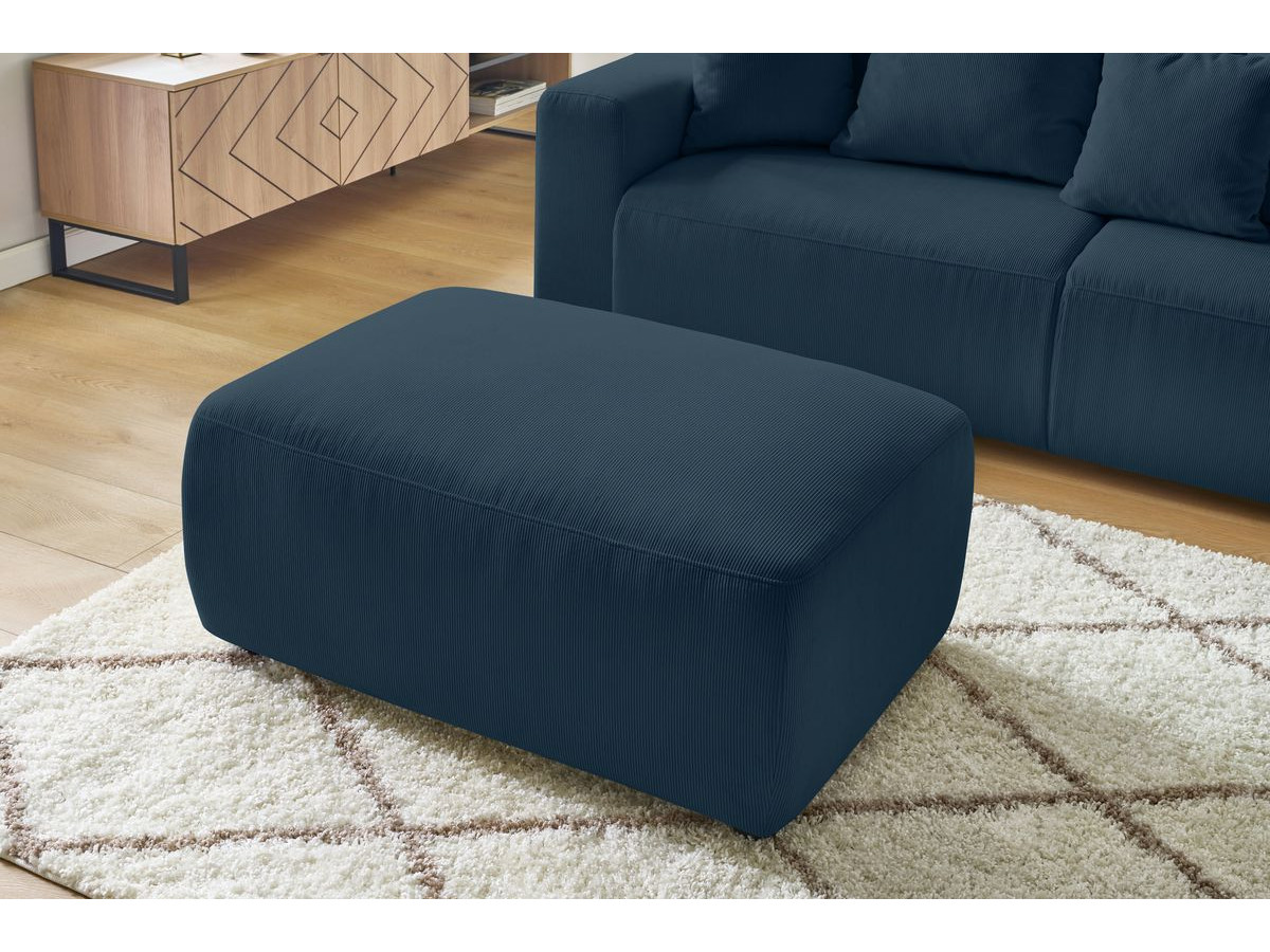 Bobochic Envy Schlafsofa 3-Sitzer mit Bettkasten und Pouf Cordsamt Dunkelblau