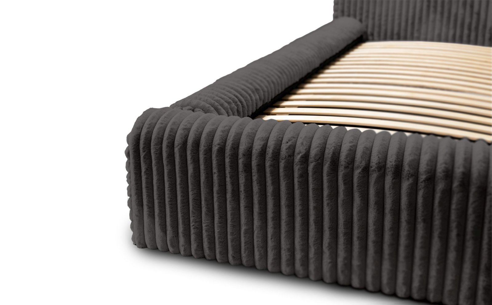 Polsterbett Miloa Softcord mit Fellstruktur 140x200 mit Metallrahmen Vito 18
