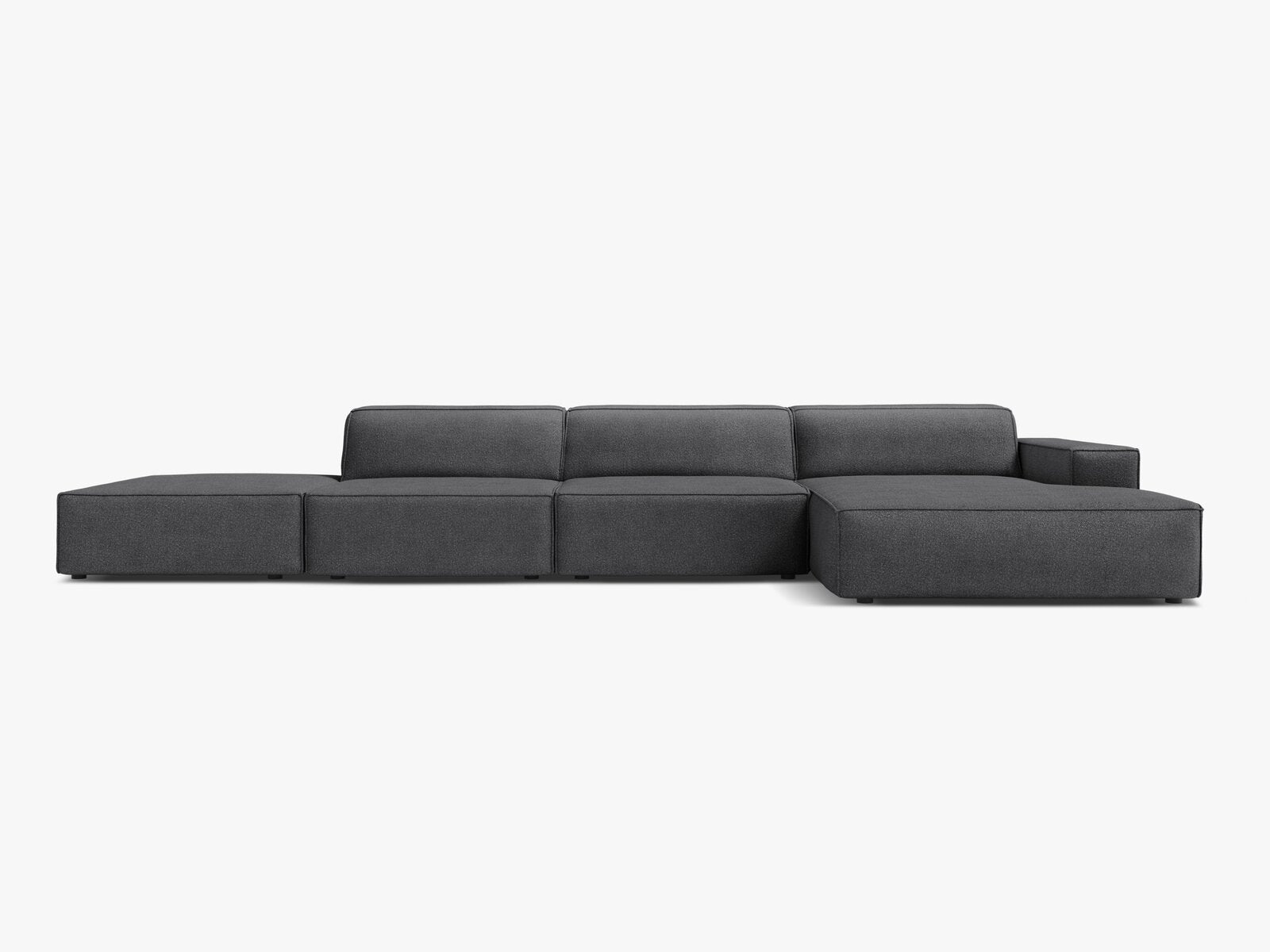 Micadoni Ecksofa Jodie 5-Sitzer Rechts Boucle Baloo Dunkelgrau