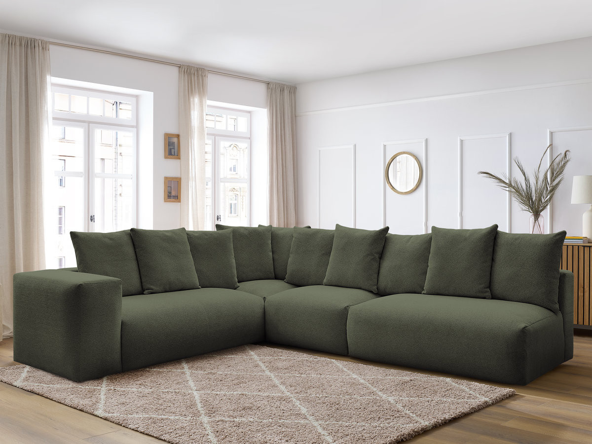 Bobochic Voltaire Ecksofa 322 × 268 cm Melange-Stoff Grün Ecke links