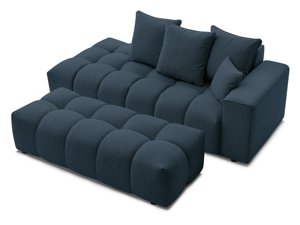 Bobochic Mont-blanc Sofa 5-Sitzer mit Pouf Melange-Stoff Dunkelblau Armlehne rechts