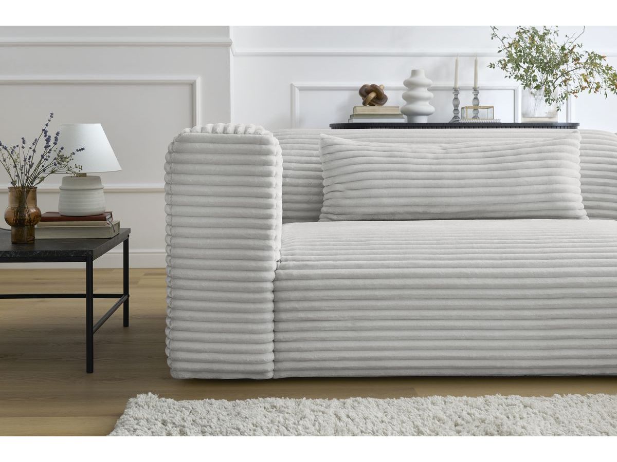 Bobochic Harry Ecksofa Breitcord weich Hellgrau Ecke rechts