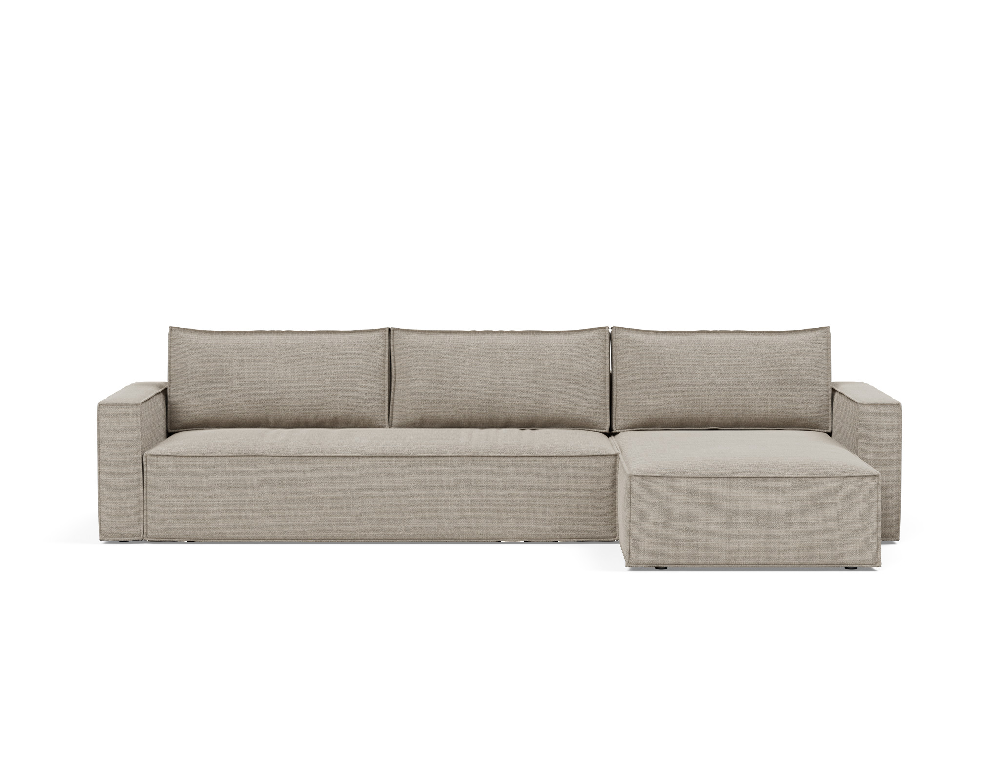 Schlafsofa Newilla mit Chaiselongue Strukturierter Stoff Kenya 579-Gravel