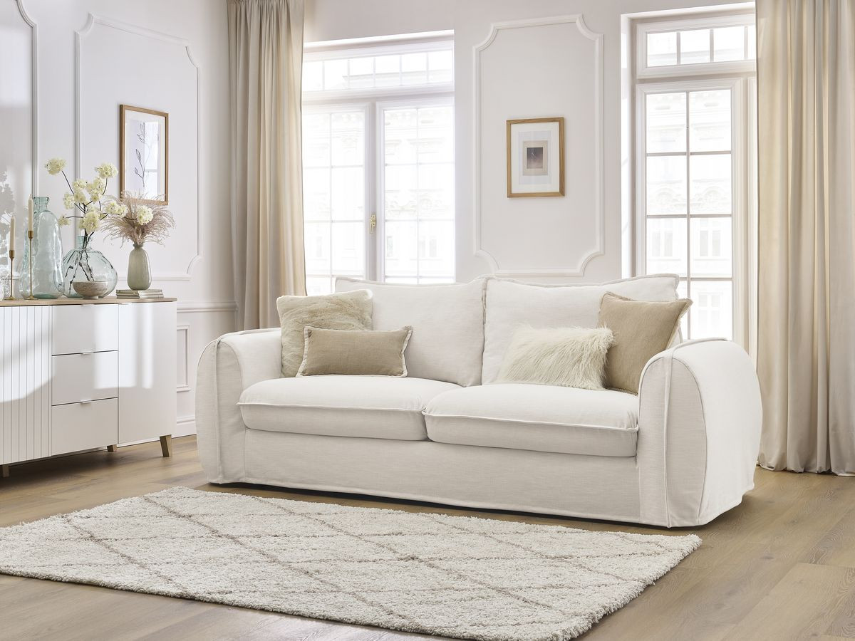 Bobochic Archimede Schlafsofa 3-Sitzer Stoff Beige, Liegefläche 140 × 194 cm