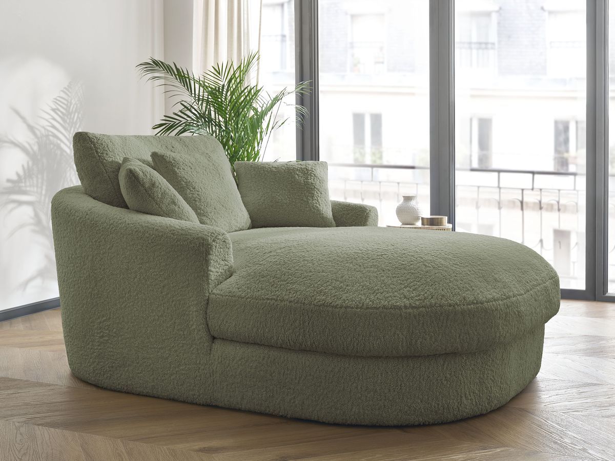 Bobochic Belem Méridienne-Modul Bouclé-Stoff Grün