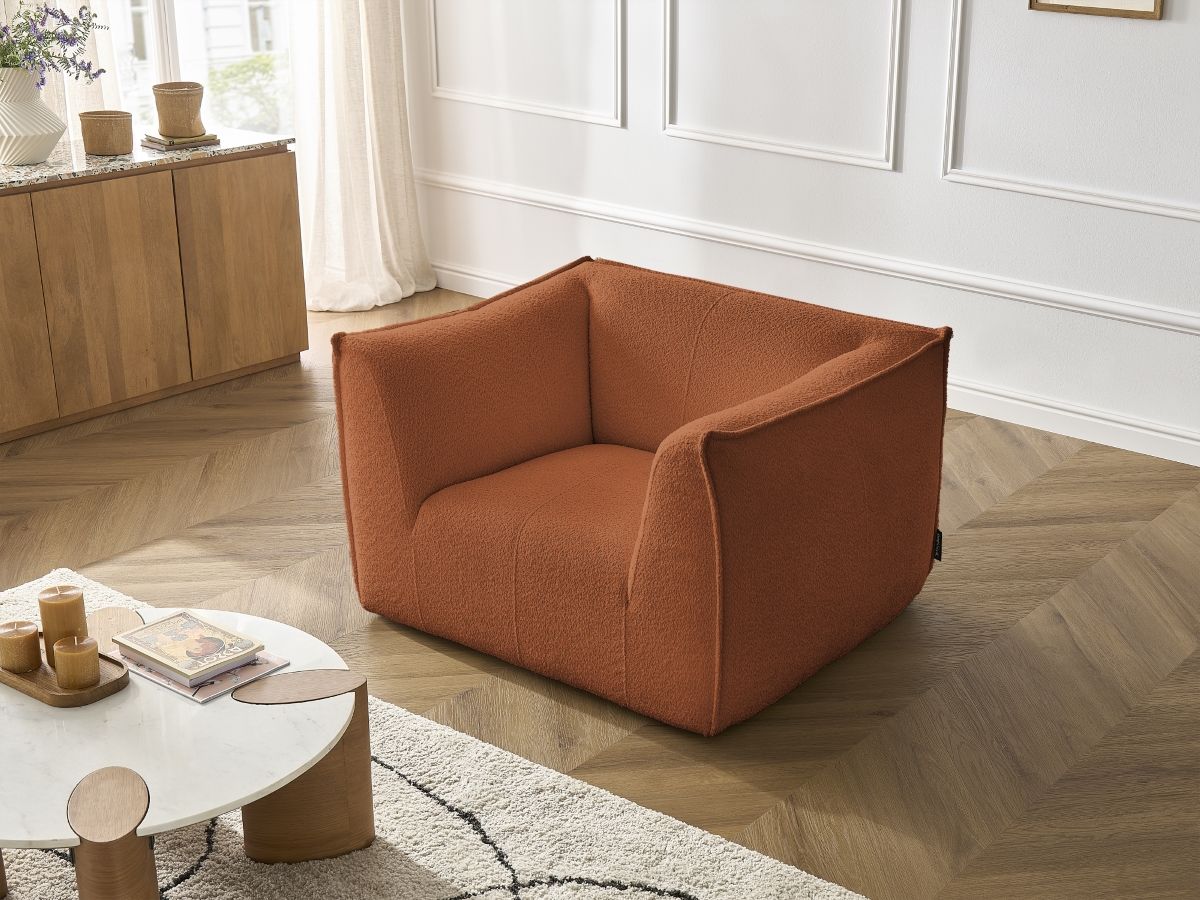 Bobochic Giorgia Sessel Bouclé-Stoff Orange