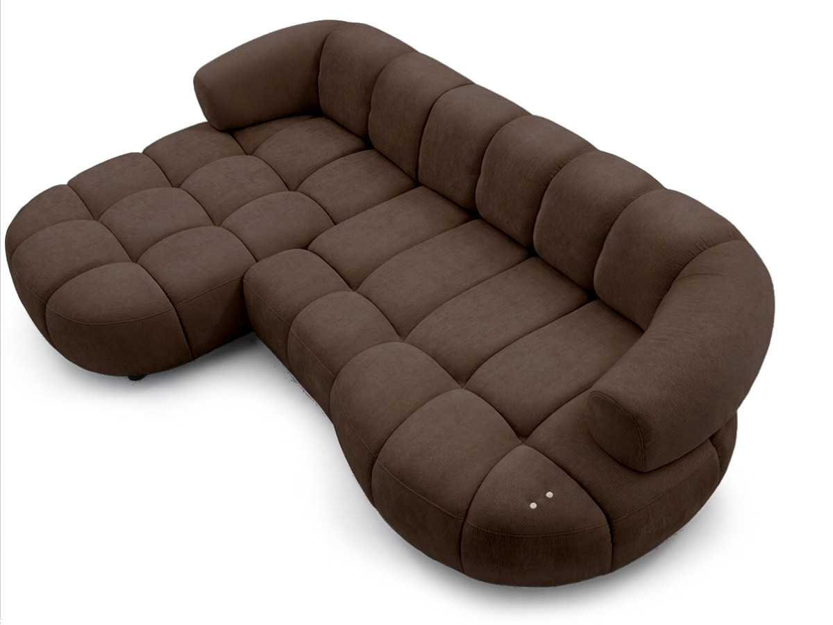 Bobochic Lovely Ecksofa mit Schlaffunktion Stoff Braun Ecke links