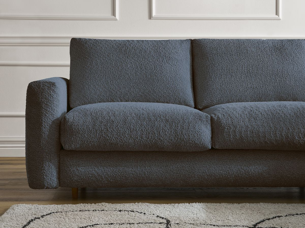 Bobochic Cocoone Schlafsofa 3-Sitzer Bouclé-Stoff Dunkelblau, Liegefläche 140 × 200 cm