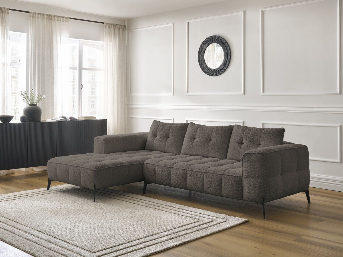 Bobochic Anis Ecksofa Bouclé-Stoff Braun Ecke links