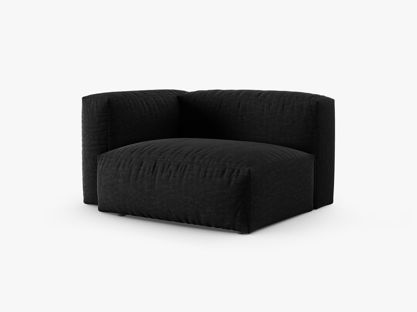 Micadoni Eckmodul mit Armlehne Martina 1-Sitzer 90cm Sitztiefe Links Strukturierter Stoff Boston Schwarz