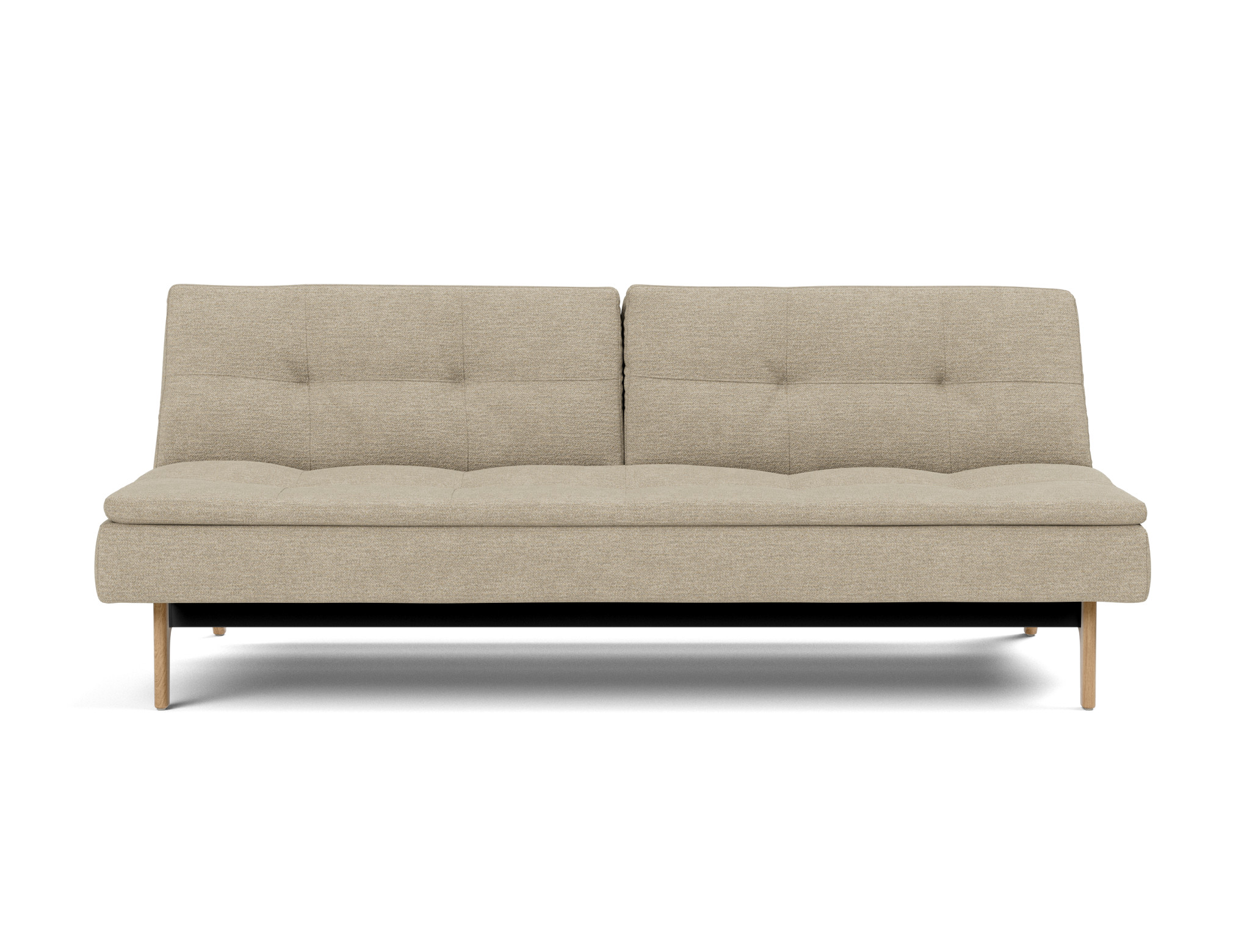 Schlafsofa Dublexo Strukturierter Stoff Taura 356-Sand Beine Eiche