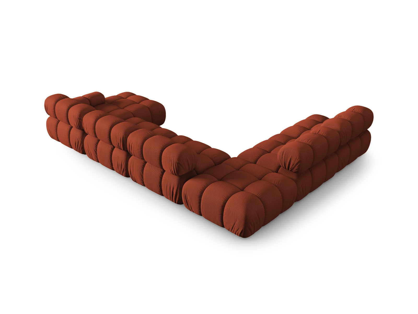 Micadoni Modulares Panorama Ecksofa Bellis 7-Sitzer Links 3D-Stoff Sonic Ziegel