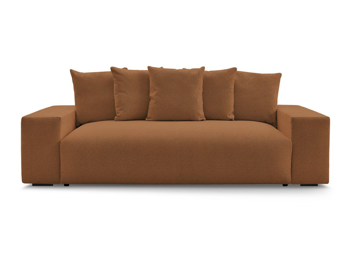 Bobochic Voltaire Schlafsofa 3-Sitzer mit Bettkasten Melange-Stoff Orange