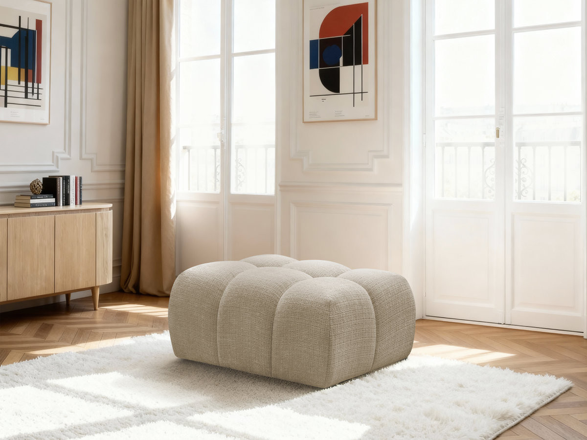 Bobochic Melisse Pouf Strukturstoff Beige