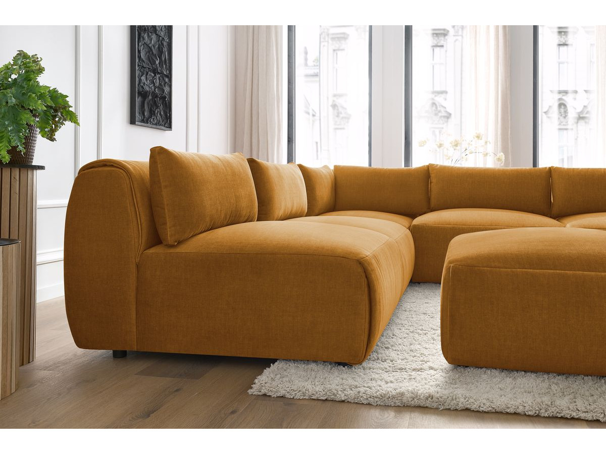 Bobochic Jeanne Ecksofa mit Pouf Samt Gelb