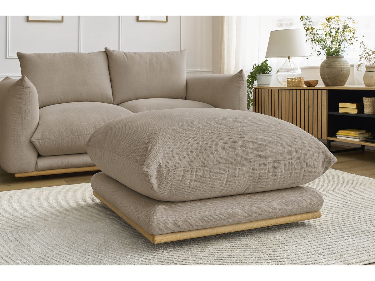 Bobochic Ernest Sofa 3-Sitzer mit Pouf 193 × 106 cm Stoff Taupe