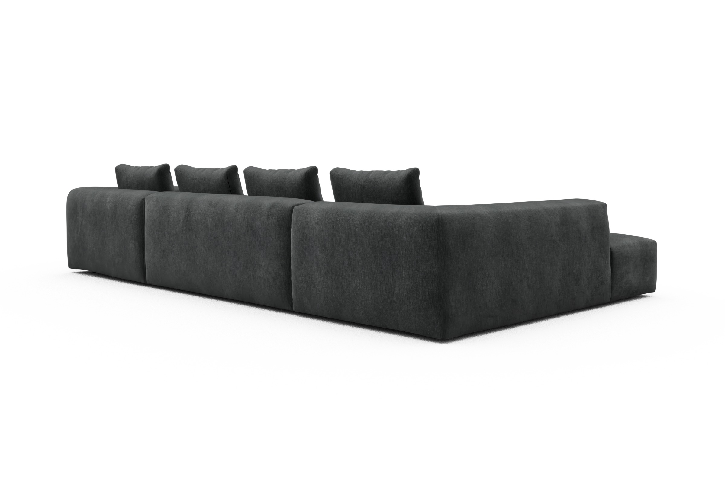 Wohnlandschaft Fred Relax-Ecke links mit 2-Sitzer und Chaiselongue rechts Smooth-Deep-Warm-Grey