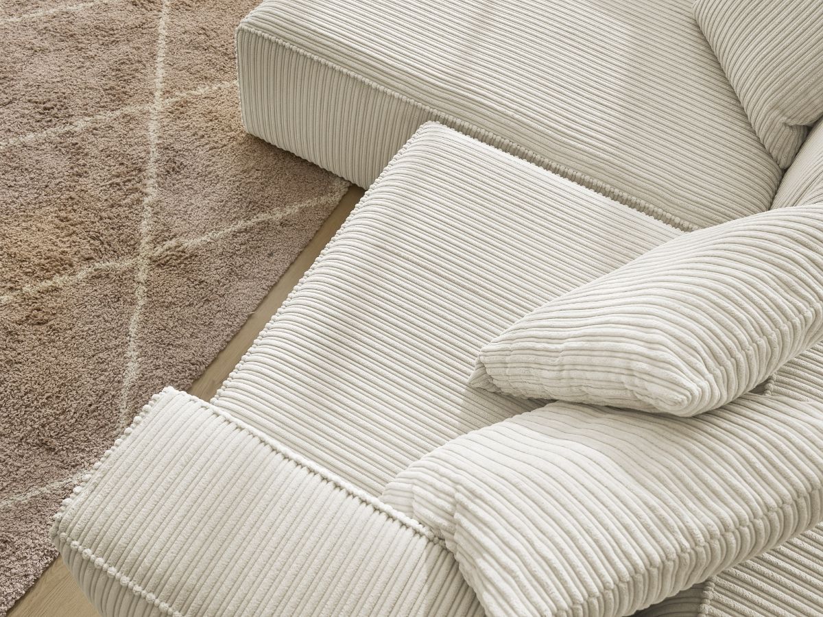 Bobochic Nina Ecksofa Cordsamt Beige Ecke links