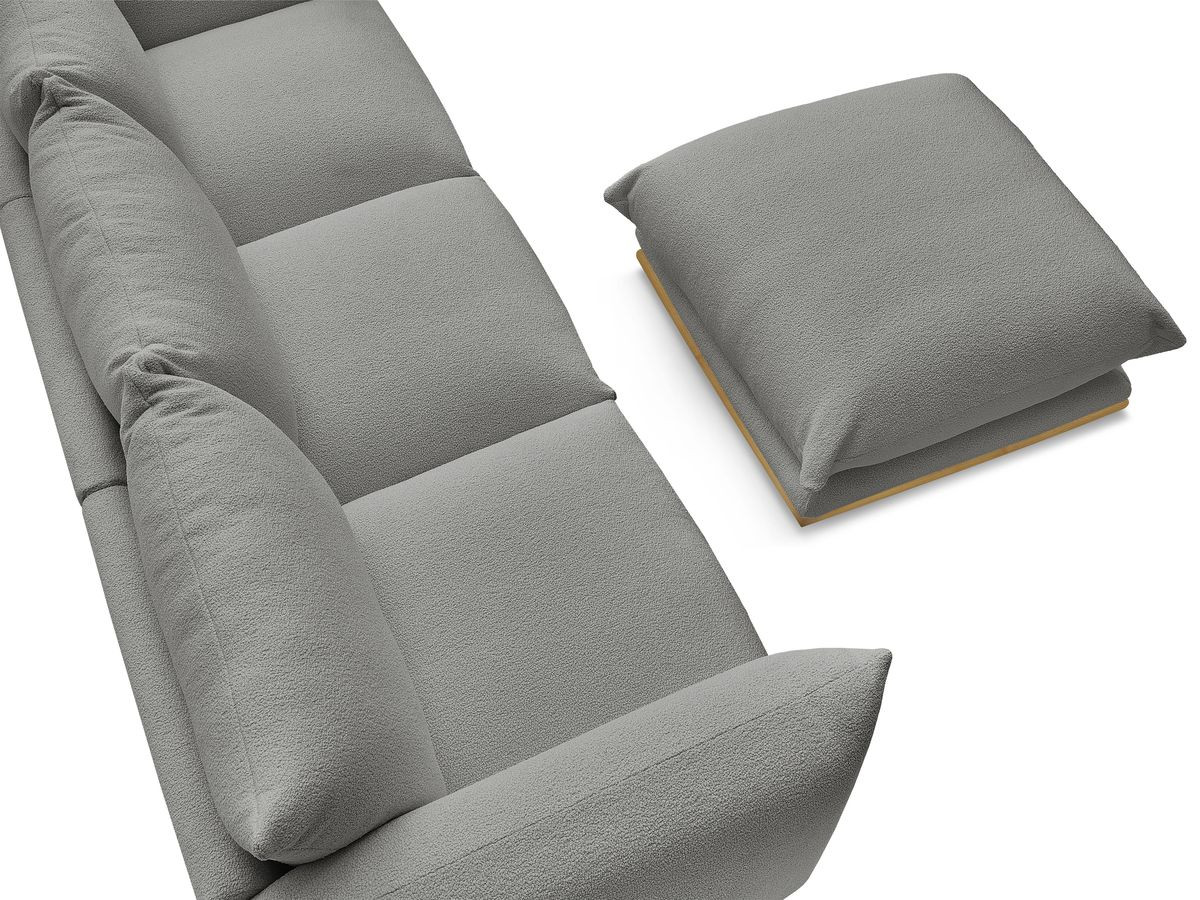 Bobochic Ernest Sofa 3-Sitzer mit Pouf 266 × 106 cm Bouclé-Stoff Dunkelgrau