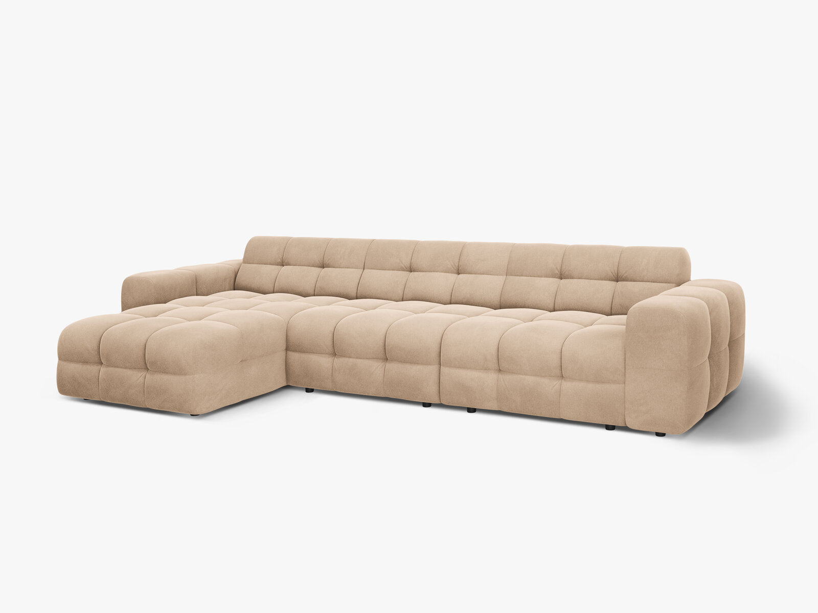 Micadoni Ecksofa Kendal 5-Sitzer Links Samt Mandel Beige