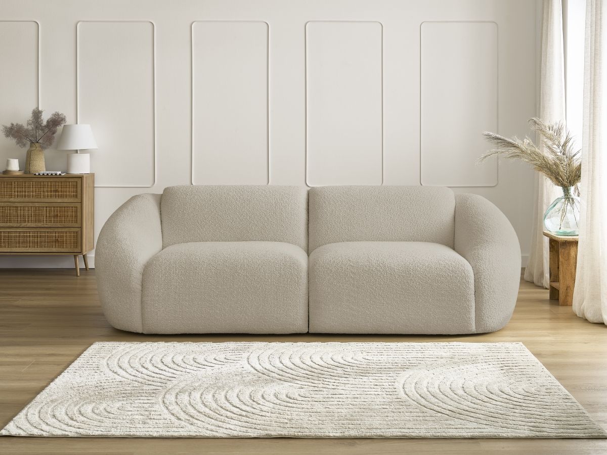 Bobochic Tina Sofa 3-Sitzer Bouclé-Stoff Beige