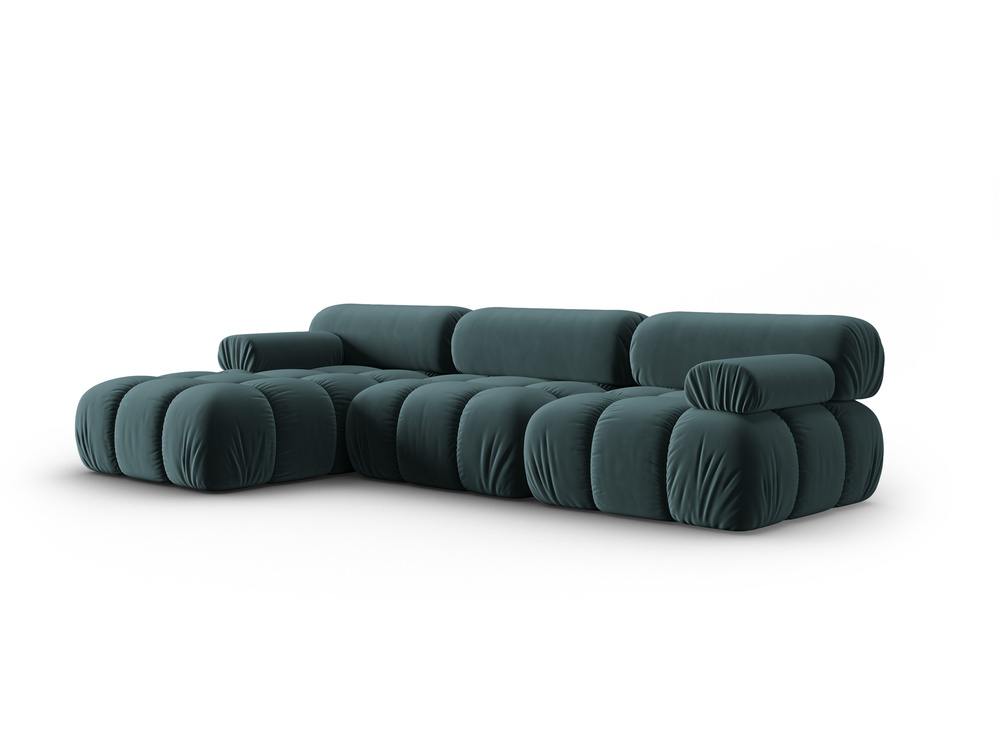 Cosmopolitan Design Modulares Ecksofa Cortina 4-Sitzer Samt Bluvel Türkis Links