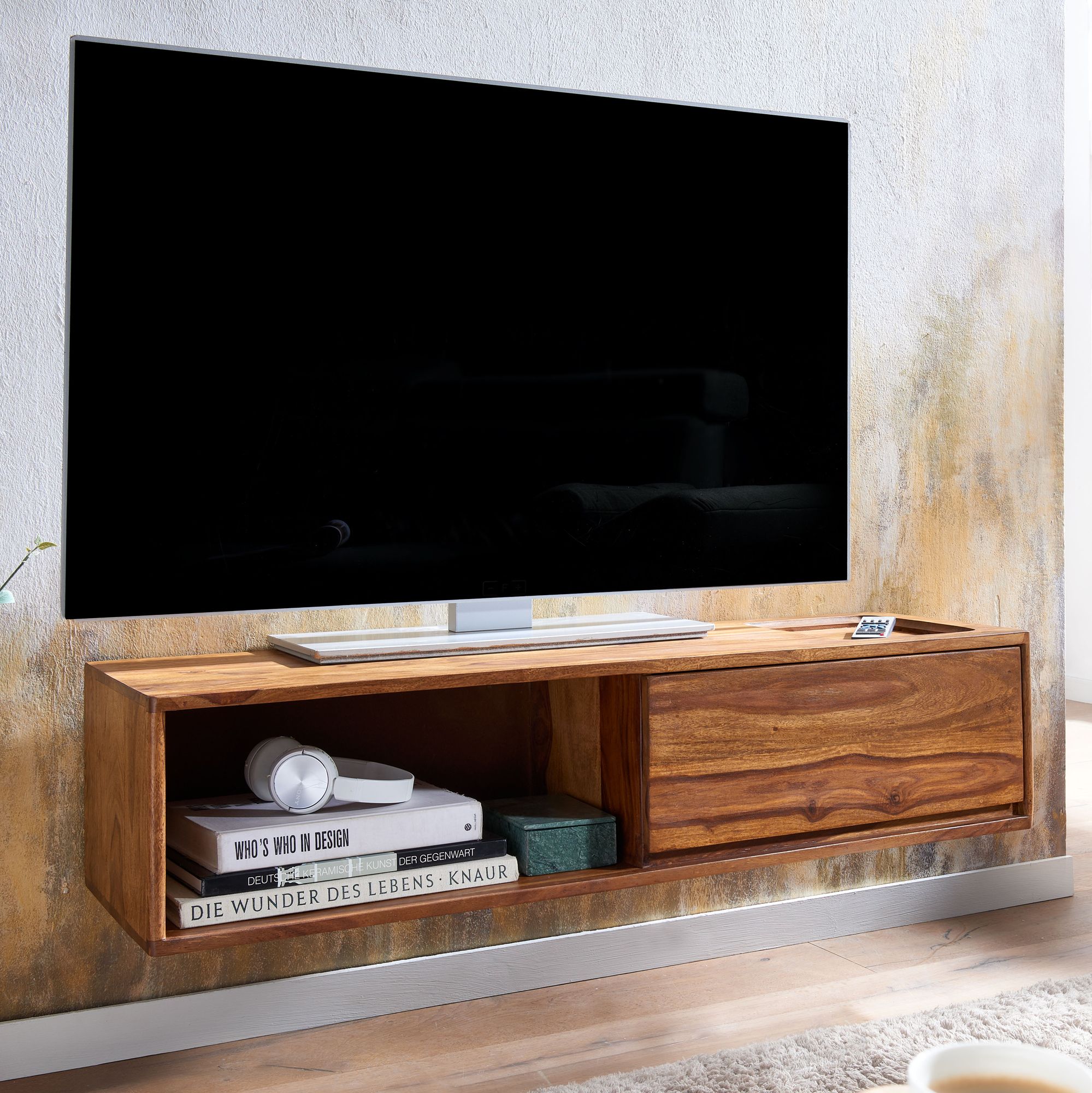 TV-Board Laugarvatn Sheesham Massivholz Braun 108 × 34 × 25 cm