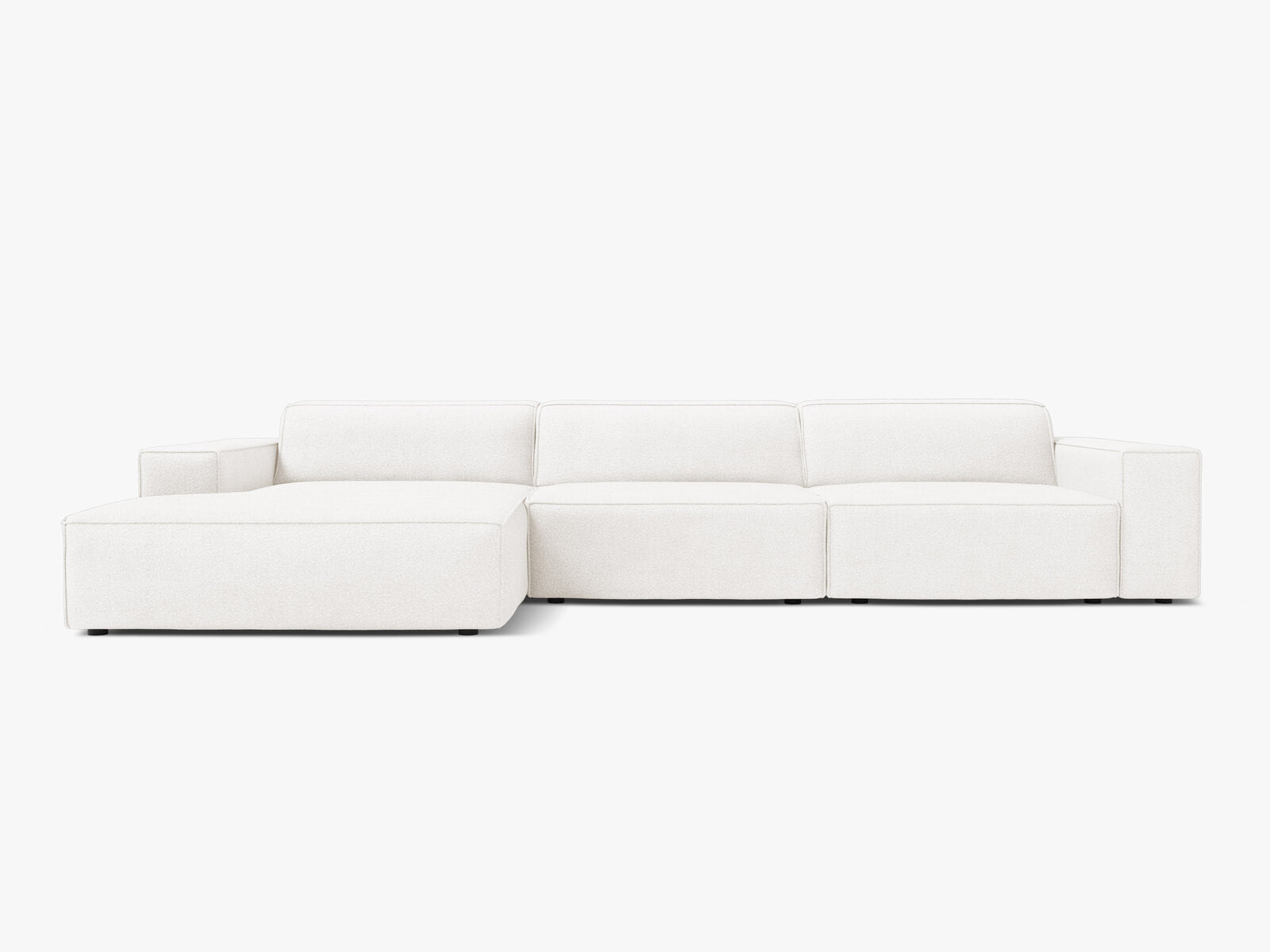 Micadoni Ecksofa Jodie 4-Sitzer Links Boucle Baloo Weiß