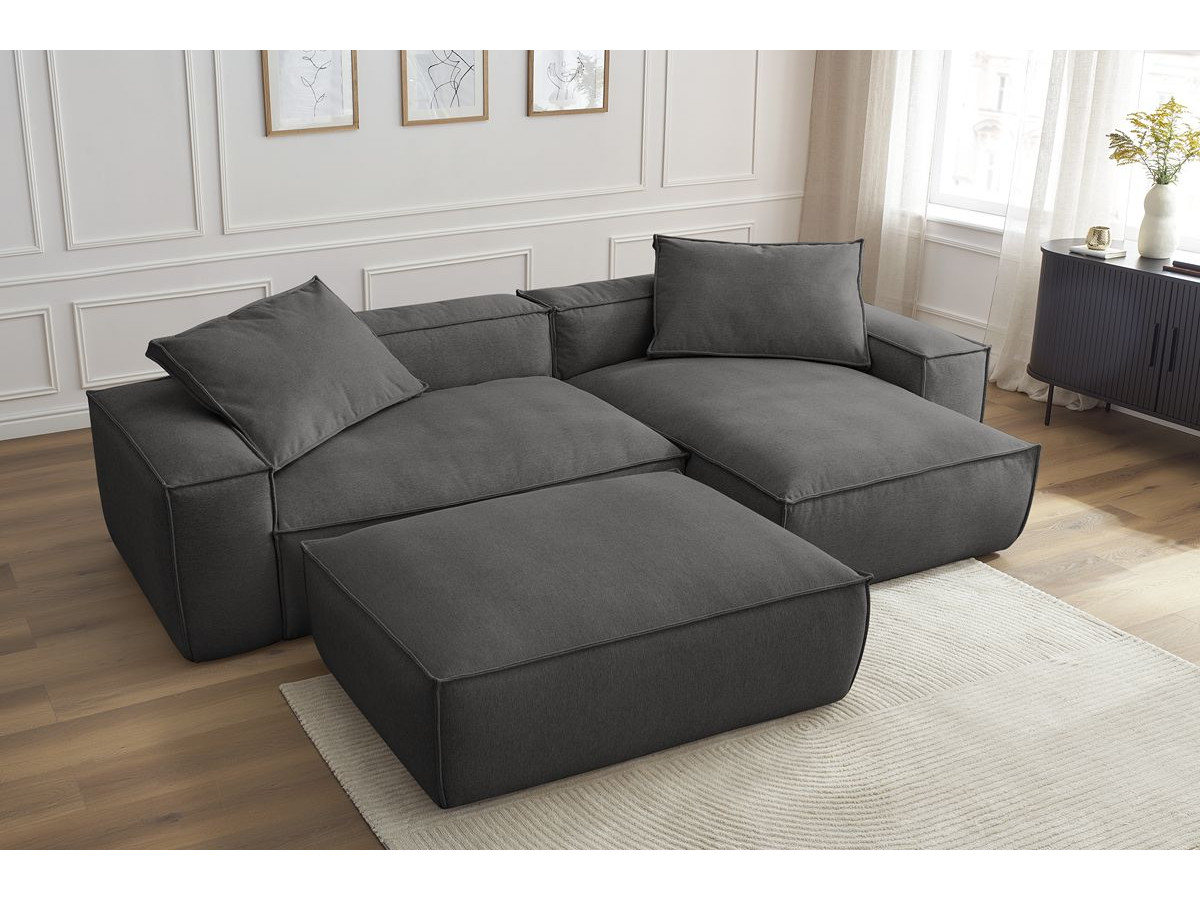 Bobochic Boheme Ecksofa mit Pouf Melange-Stoff Dunkelgrau