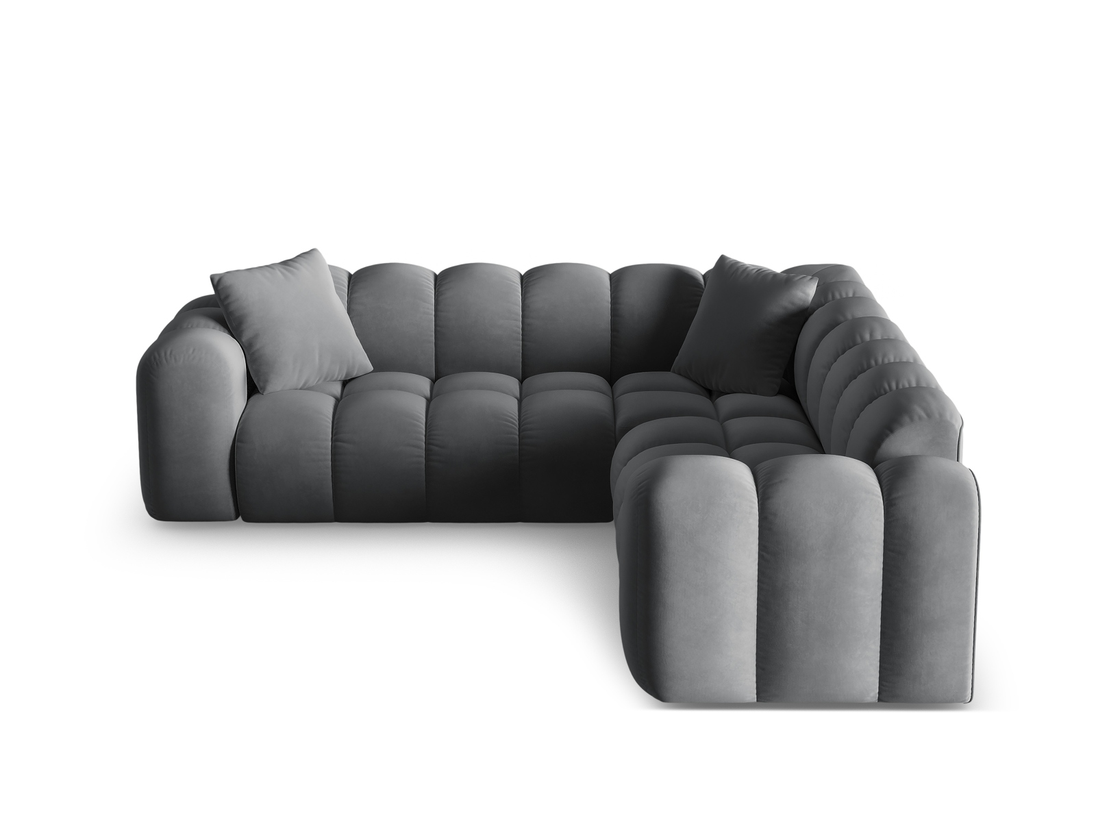Cosmopolitan Design Symmetrisches Ecksofa Treno 3-Sitzer Samt Bluvel Grau