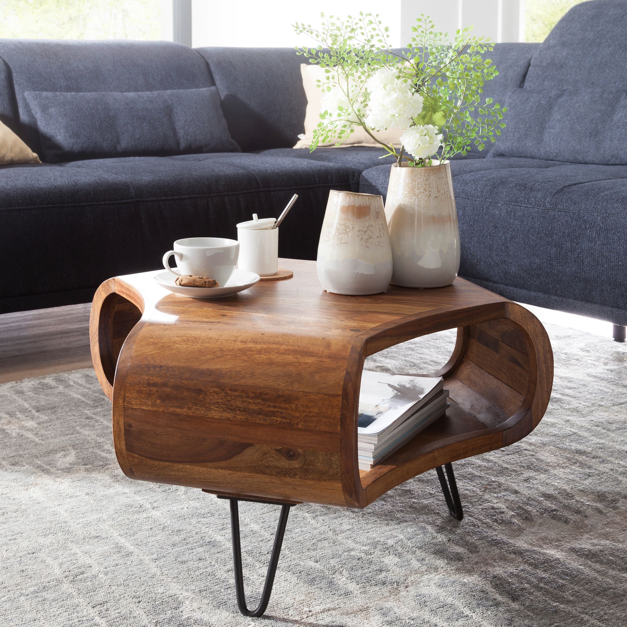 Couchtisch Trysil Massivholz Dunkelbraun 55 × 55 × 38 cm