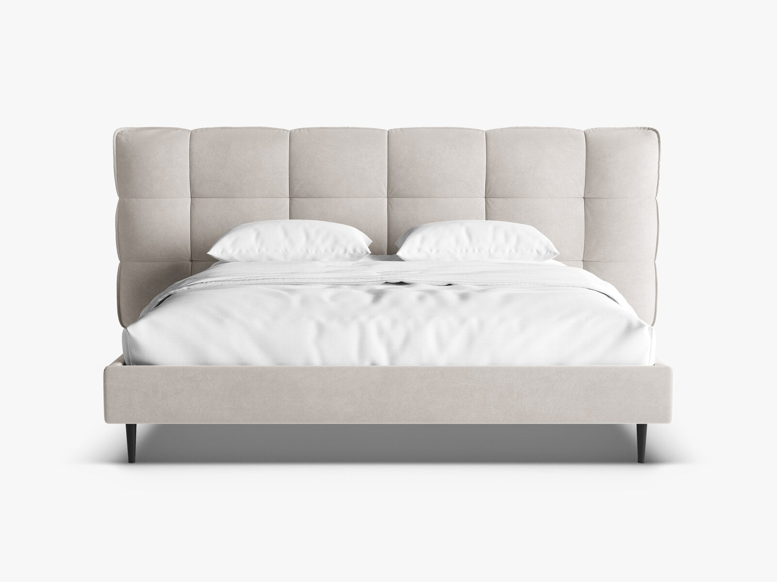 Micadoni Stauraumbett mit Kopfteil Eric with legs Samt Casino Helles Beige 140x200