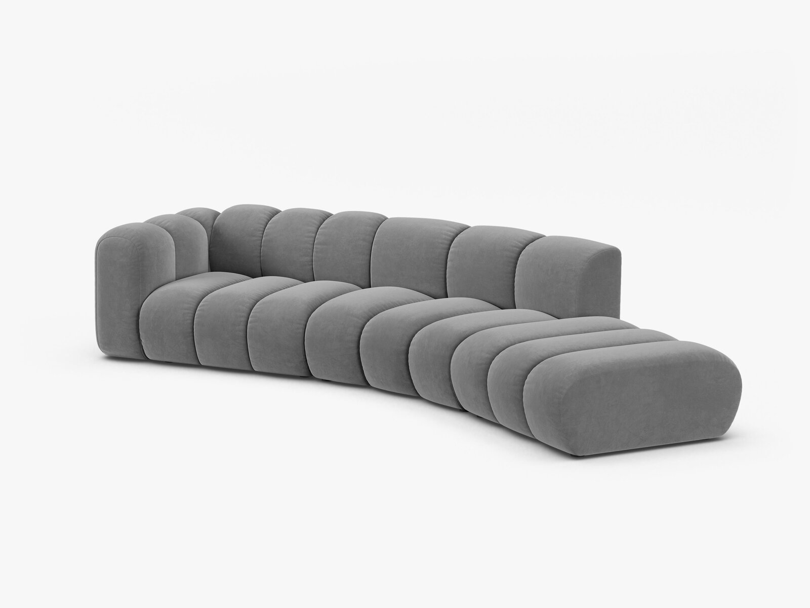 Micadoni Modulares Sofa Lupine 5-Sitzer Samt Venus Hellgrau Rechts