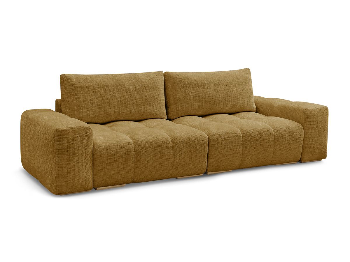 Bobochic Anakin Schlafsofa 3-Sitzer mit Bettkasten, 2 Kissen Strukturstoff Gelb