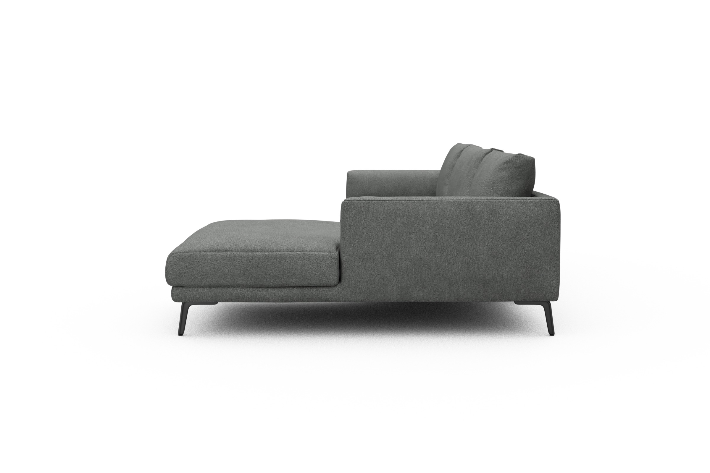 Ecksofa Karl Chaiselongue rechts mit 2,5-Sitzer Boucle-Ash-Grey