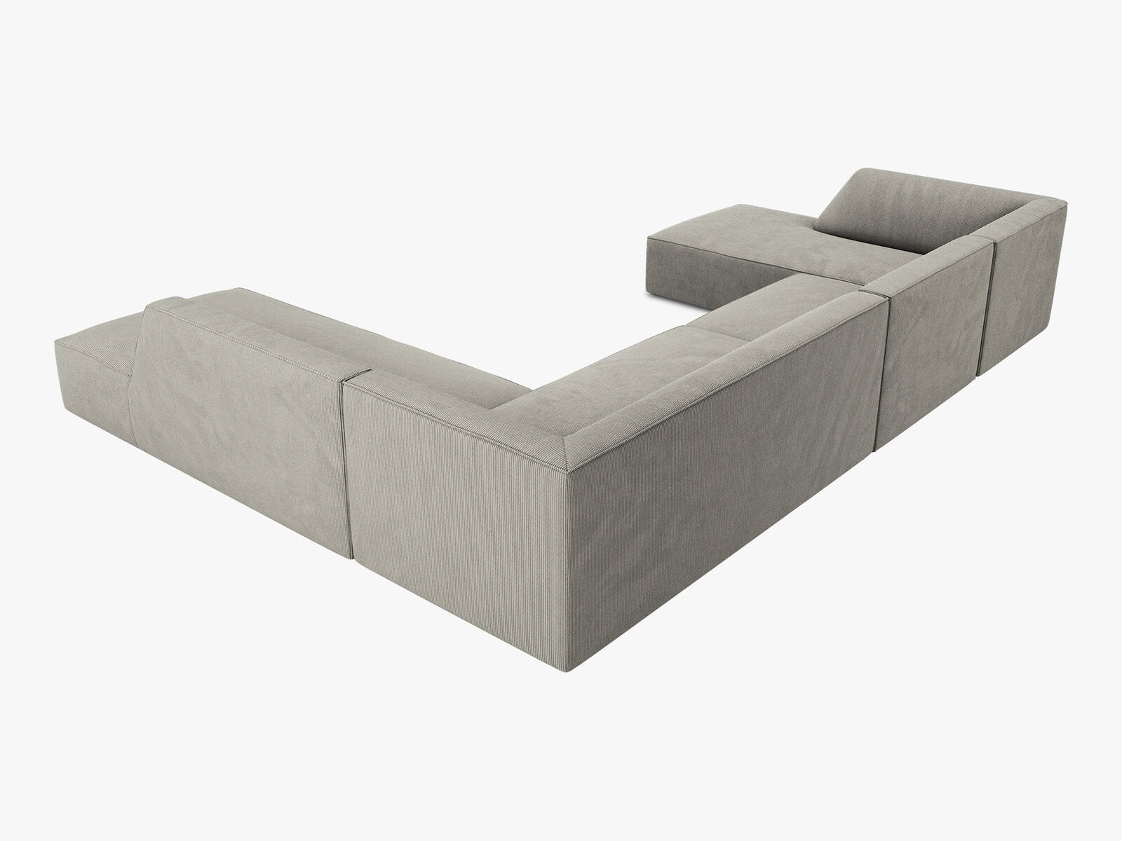 Micadoni Panorama-Ecksofa Ruby 7-Sitzer Rechts Kord Scala Hellgrau