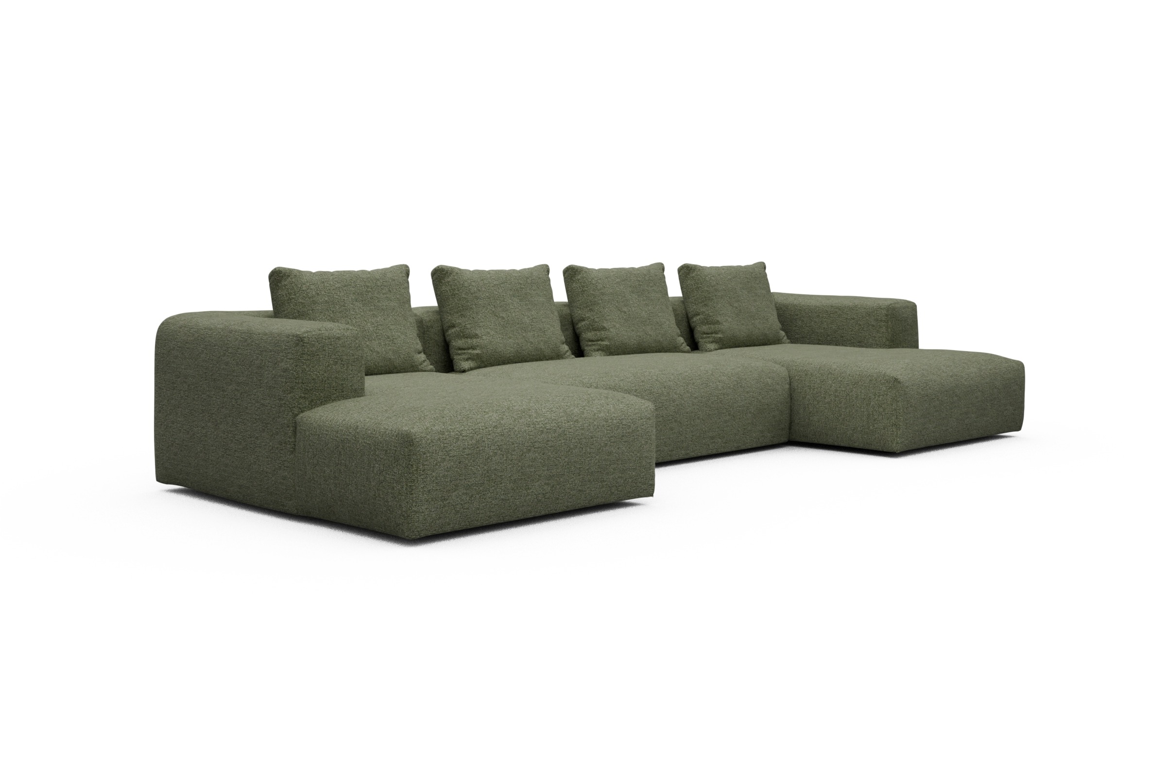 Wohnlandschaft Fred mit 2-Sitzer und Chaiselongue beidseitig Carreno-Vivid-Green