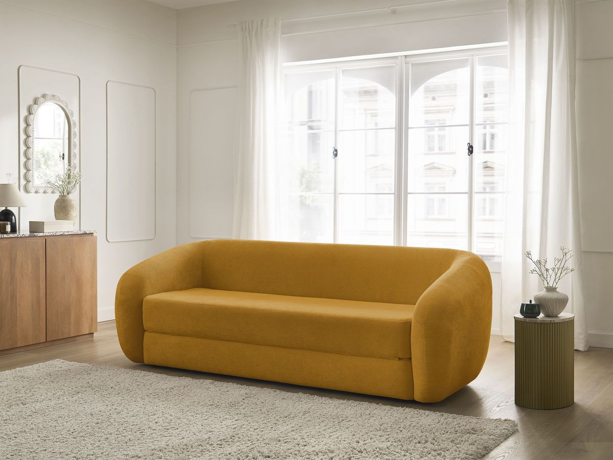 Bobochic Neyo Schlafsofa 3-Sitzer Stoff Gelb