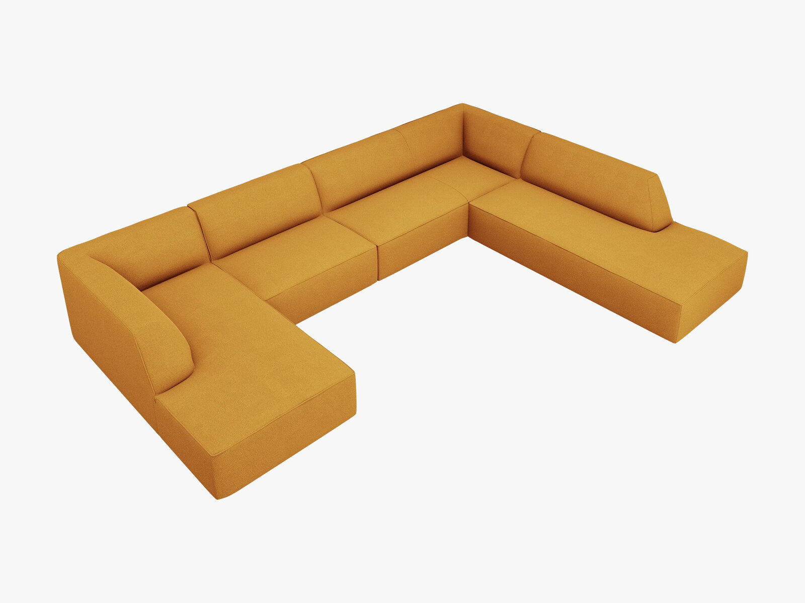 Micadoni Panorama-Ecksofa Ruby 7-Sitzer Rechts Strukturierter Stoff Ottawa Gelb