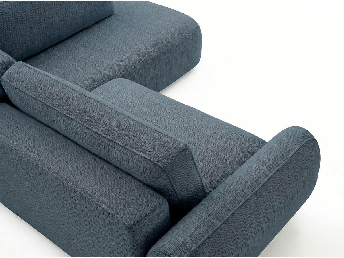 Bobochic Denise Ecksofa mit Schlaffunktion und Bettkasten 256 × 197 cm Strukturstoff Dunkelblau Ecke rechts