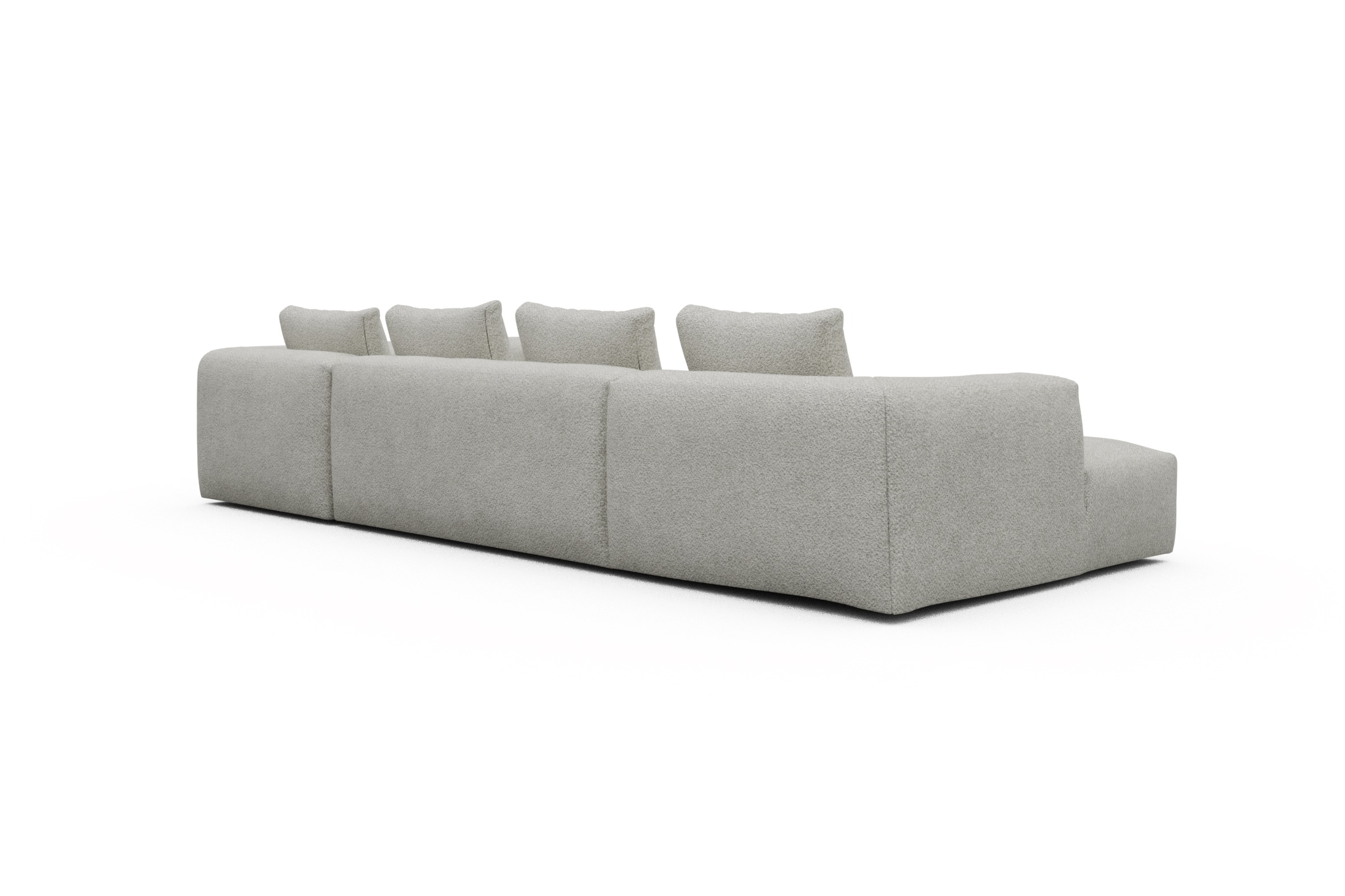 Wohnlandschaft Fred Chaiselongue links mit 2-Sitzer und lange Armlehne rechts Vanora-Warm-Sand